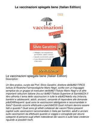 [PDF⚡READ❤ONLINE] Le vaccinazioni spiegate bene (Italian Edition)