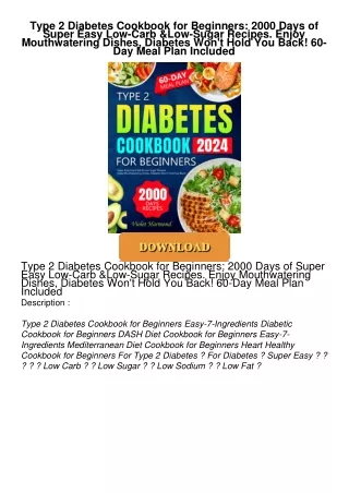 PDF_⚡ Type 2 Diabetes Cookbook for Beginners: 2000 Days of Super Easy Low-Carb &