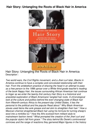 READ⚡[PDF]✔ Hair Story: Untangling the Roots of Black Hair in America