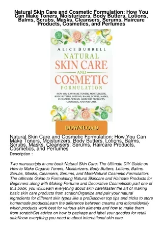 Audiobook⚡ Natural Skin Care and Cosmetic Formulation: How You Can Make Toners,
