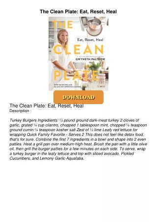 ⚡PDF ❤ The Clean Plate: Eat, Reset, Heal
