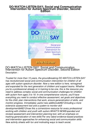 Read⚡ebook✔[PDF]  DO-WATCH-LISTEN-SAY: Social and Communication Intervention for Autism Spectrum