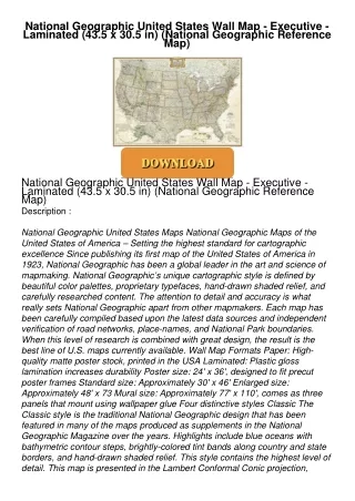 ❤[PDF]⚡  National Geographic United States Wall Map - Executive - Laminated (43.5 x
