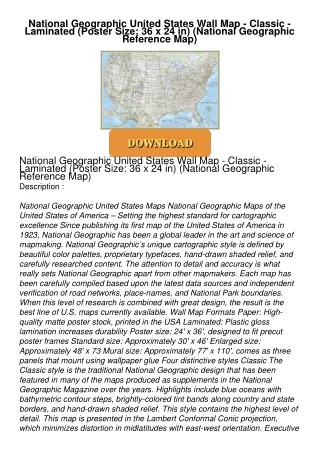 READ⚡[PDF]✔ National Geographic United States Wall Map - Classic - Laminated (Poster Size:
