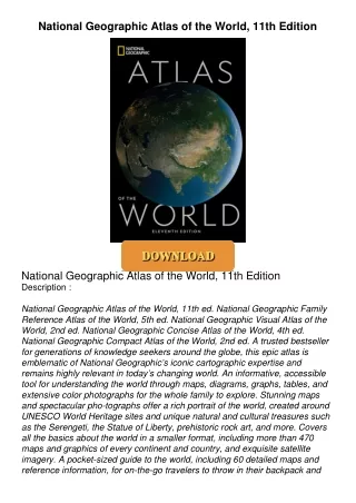 get⚡[PDF]❤ National Geographic Atlas of the World, 11th Edition