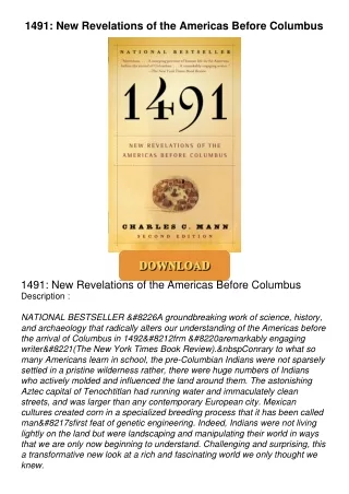 [PDF⚡READ❤ONLINE]  1491: New Revelations of the Americas Before Columbus