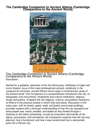 READ⚡[PDF]✔ The Cambridge Companion to Ancient Athens (Cambridge Companions to the Ancient