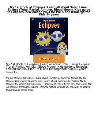 ❤[PDF]⚡  My 1st Book of Eclipses: Learn all about Solar, Lunar Eclipse (Total, Partial,