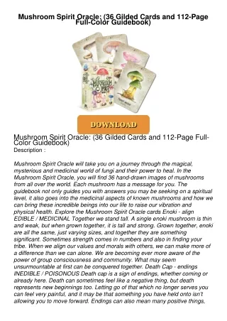 READ⚡[PDF]✔ Mushroom Spirit Oracle: (36 Gilded Cards and 112-Page Full-Color Guidebook)