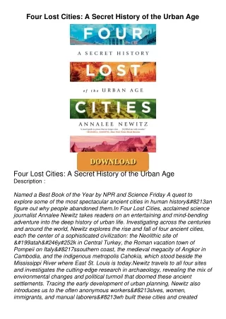 Read⚡ebook✔[PDF]  Four Lost Cities: A Secret History of the Urban Age