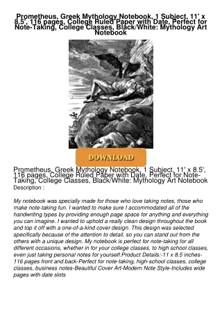 ⚡PDF ❤ Prometheus, Greek Mythology Notebook, 1 Subject, 11' x 8.5', 116 pages,