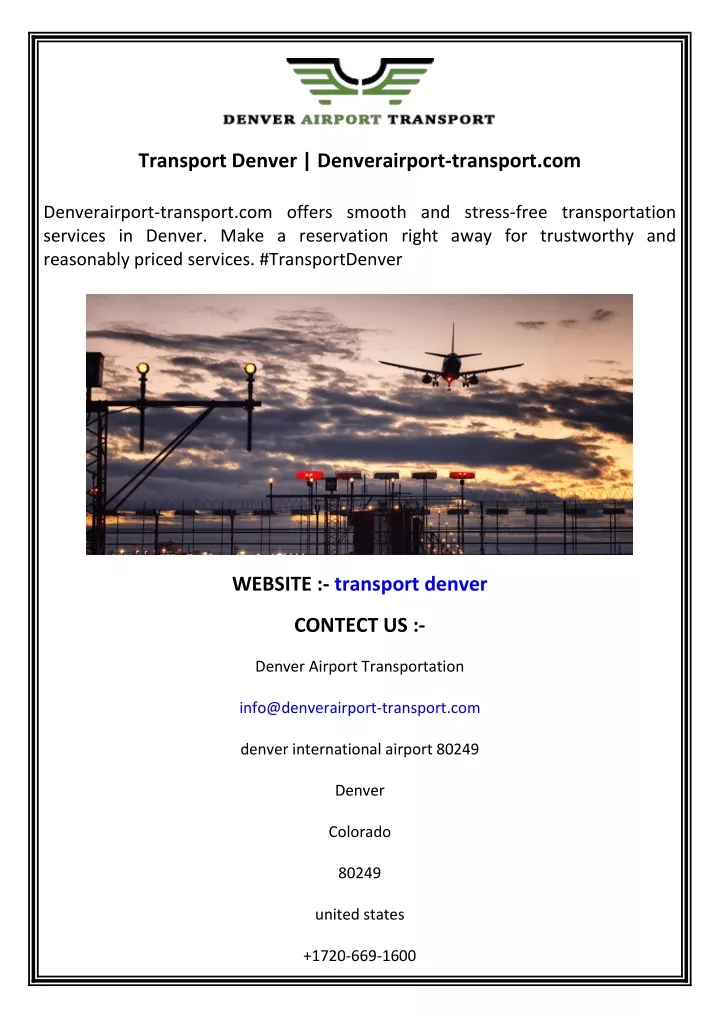 transport denver denverairport transport com