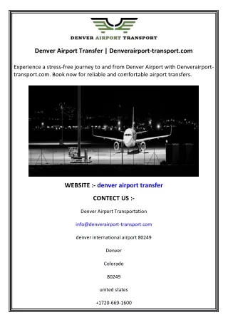 Denver Airport Transfer  Denverairport-transport.com