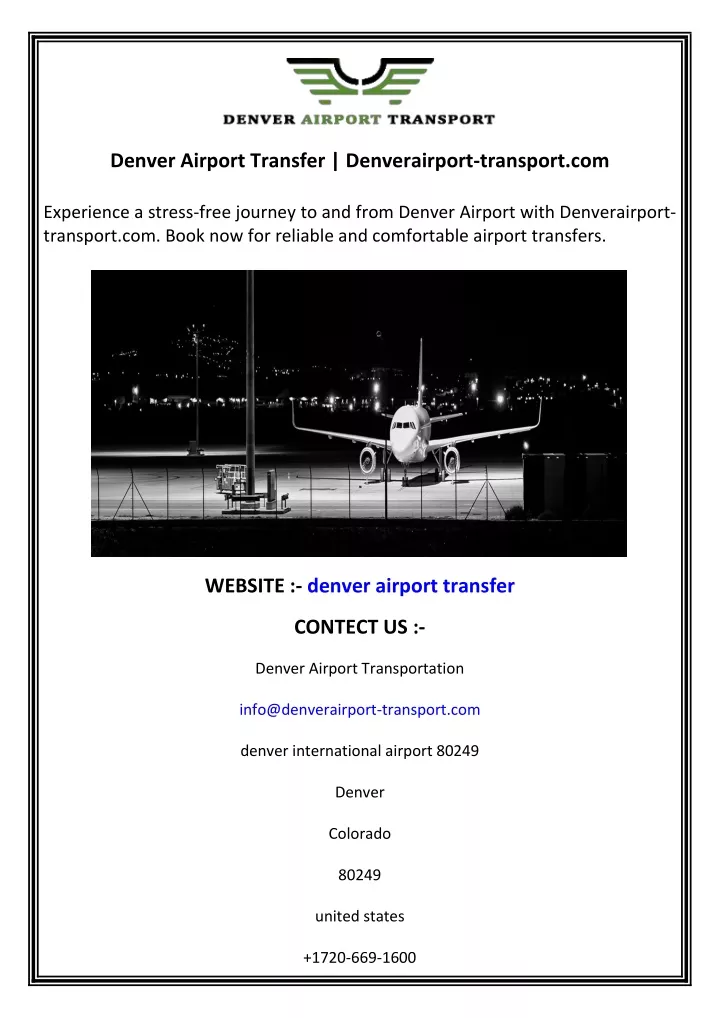 denver airport transfer denverairport transport