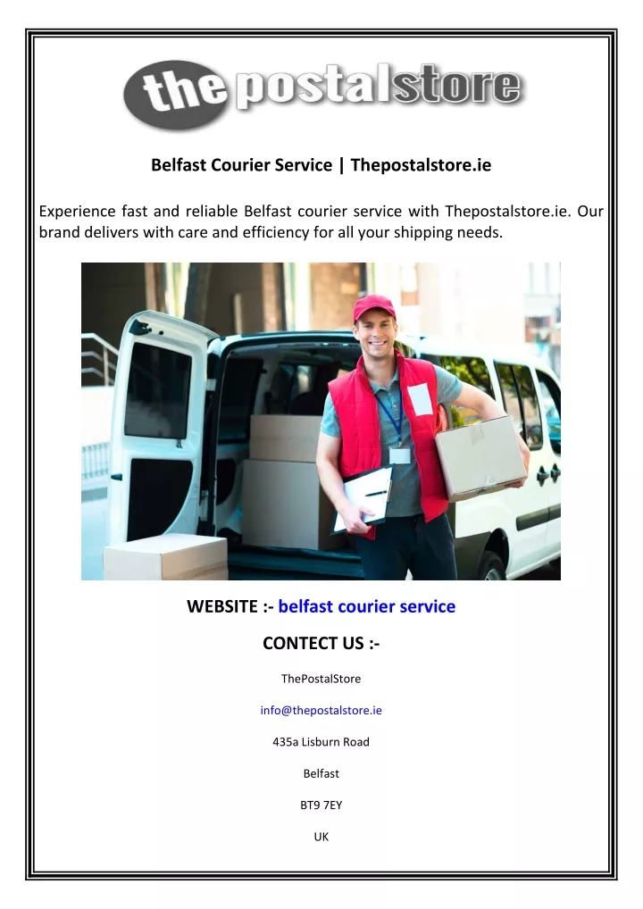 belfast courier service thepostalstore ie