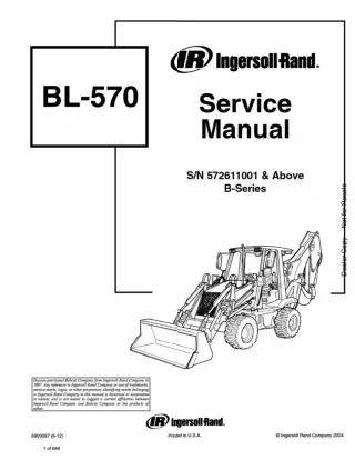 Bobcat BL570 Loader Backhoe Service Repair Manual SN 572611001 AND Above