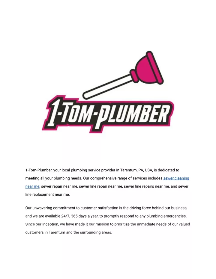 1 tom plumber your local plumbing service
