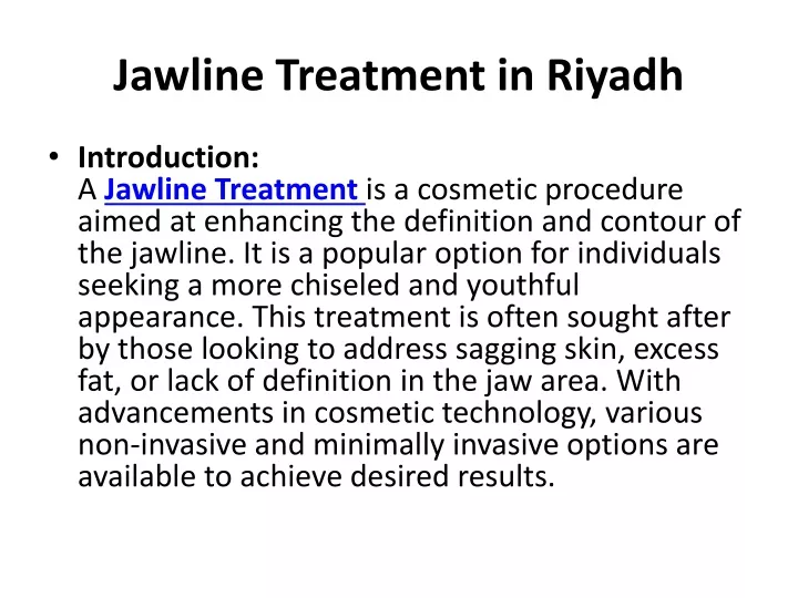 jawline treatment in riyadh