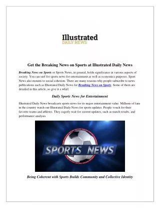 Get the Breaking News on Sports at Illustrated Daily News