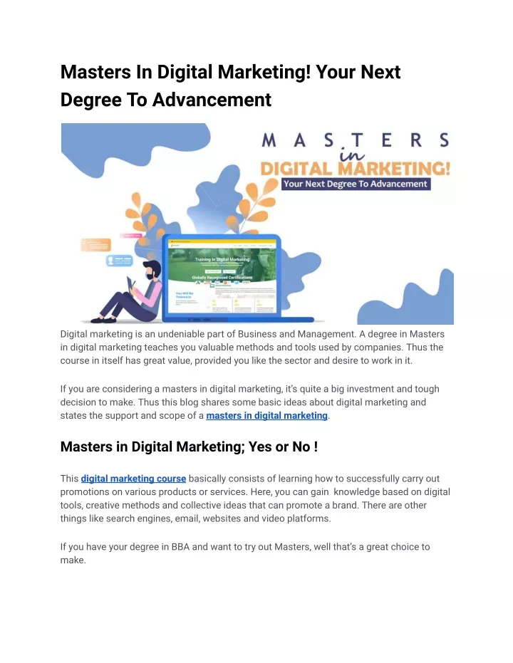 masters in digital marketing your next degree