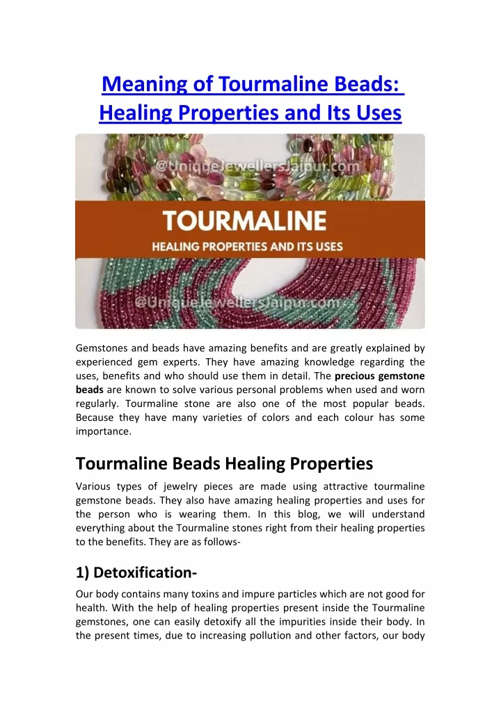 meaning of tourmaline beads healing properties