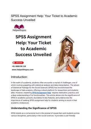 SPSS Assignment Help: Your Ticket to Academic Success Unveiled