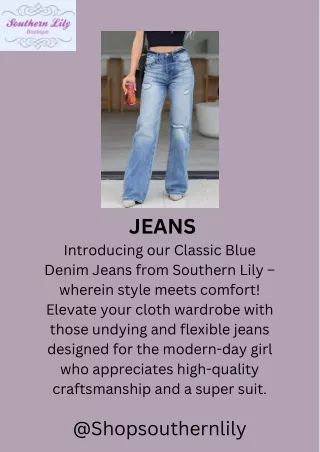 Introducing our Classic Blue Denim Jeans from Southern Lily – wherein style meets comfort! Elevate your cloth wardrobe w
