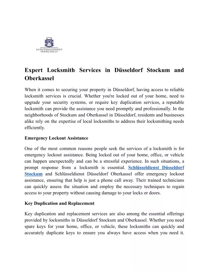 expert locksmith services in d sseldorf stockum