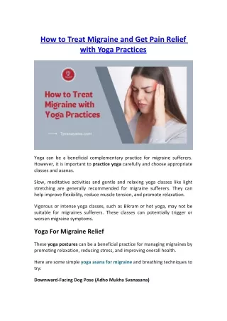 How to Treat Migraine and Get Pain Relief with Yoga Practices