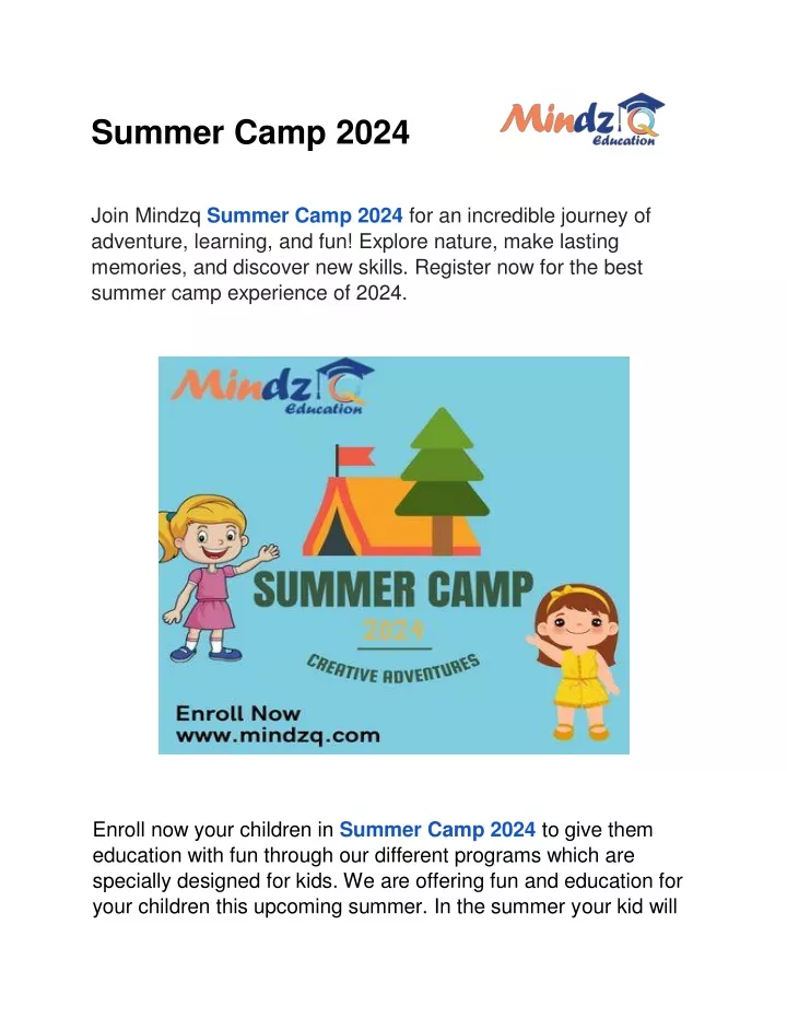 summer camp 2024 join mindzq summer camp 2024