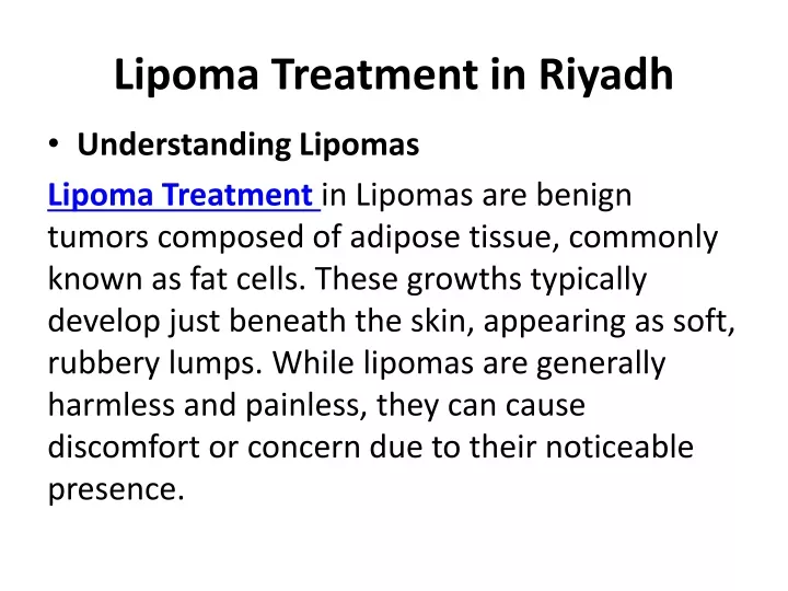 lipoma treatment in riyadh
