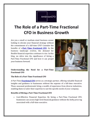 The Role of a Part-Time Fractional CFO in Business Growth