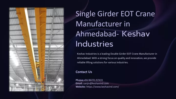 single girder eot crane manufacturer in ahmedabad