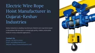 Electric Wire Rope Hoist Manufacturer in Gujarat
