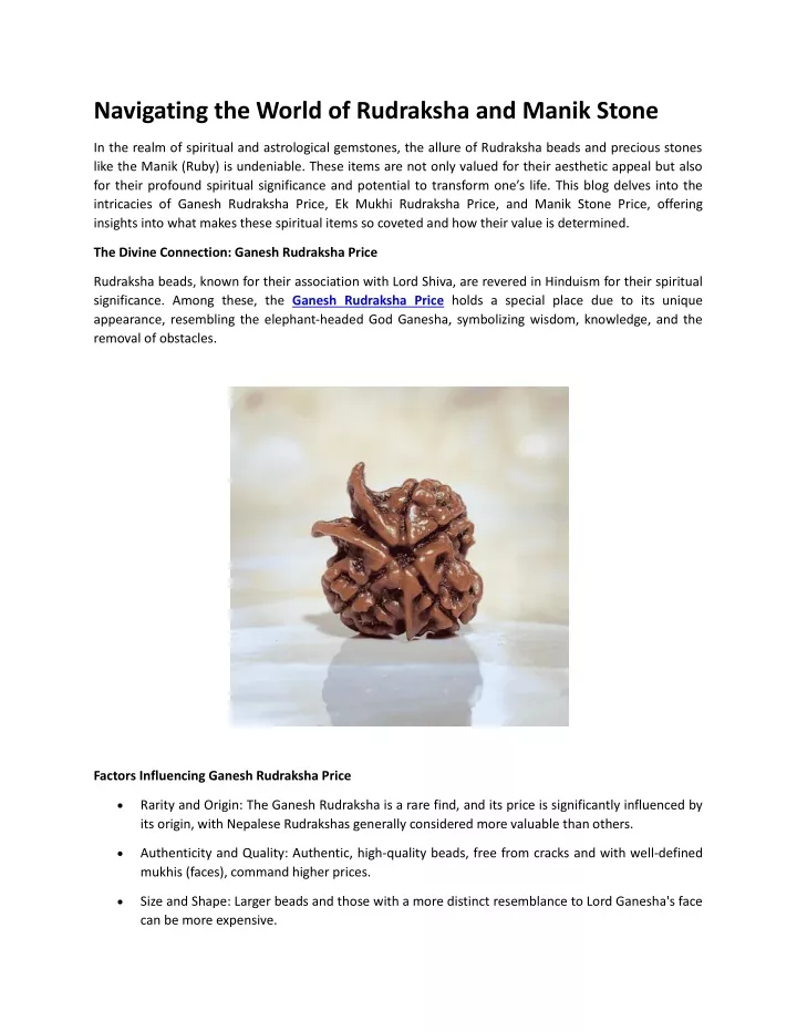 navigating the world of rudraksha and manik stone