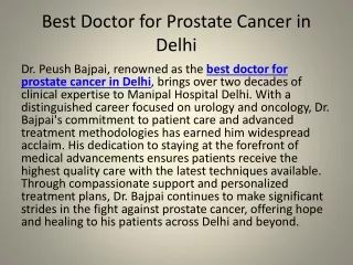Best Doctor for Prostate Cancer in Delhi