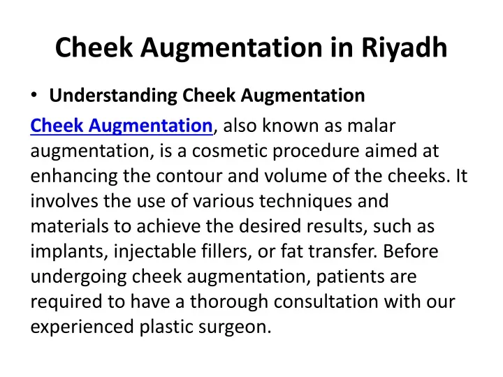 cheek augmentation in riyadh