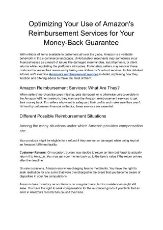 Optimizing Your Use of Amazon's Reimbursement Services for Your Money-Back Guarantee - Google Docs