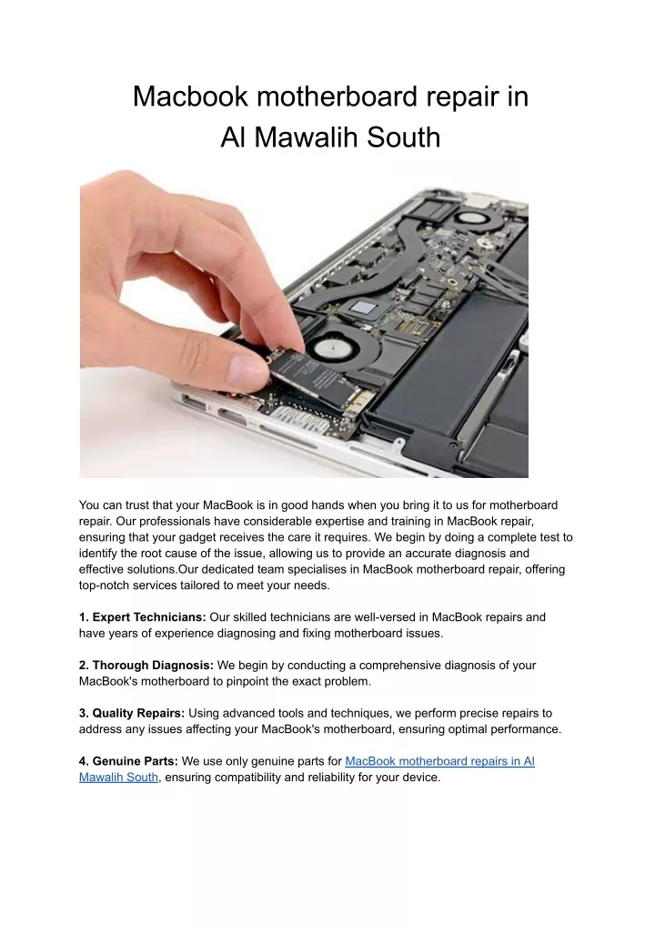 macbook motherboard repair in al mawalih south