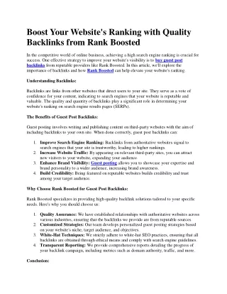 Buy guest post backlinks - Rank Boosted