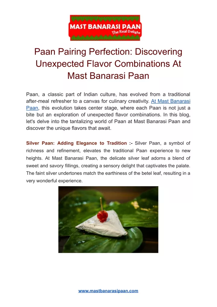paan pairing perfection discovering unexpected