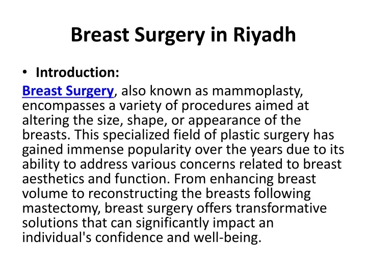 breast surgery in riyadh