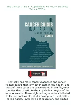✔️READ ❤️Online The Cancer Crisis in Appalachia: Kentucky Students Take ACTION