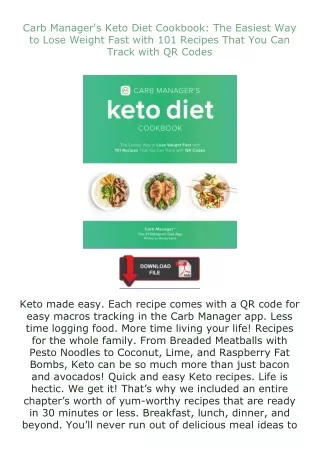 Download⚡(PDF)❤ Carb Manager's Keto Diet Cookbook: The Easiest Way to Lose Weight Fast with 101 Recipes That Y