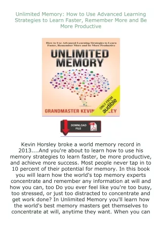 ❤PDF⚡ Unlimited Memory: How to Use Advanced Learning Strategies to Learn Faster, Remember More and Be More Pro