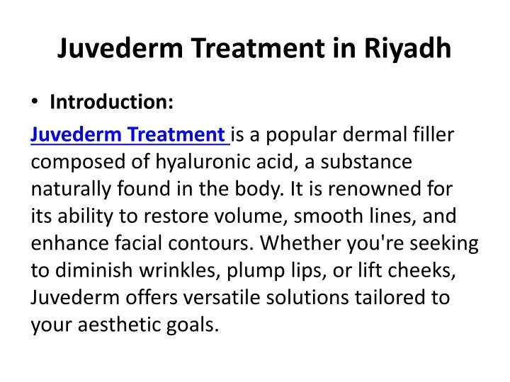 juvederm treatment in riyadh