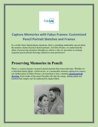 Capture Memories with Fabus Frames Customized Pencil Portrait Sketches and Frames