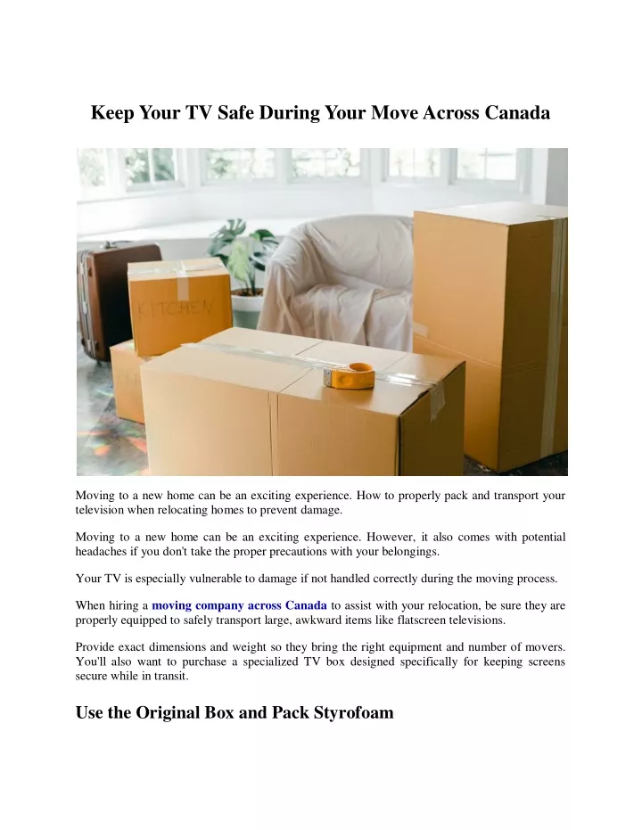 keep your tv safe during your move across canada