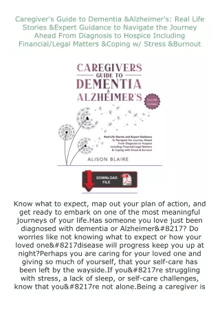 Download⚡PDF❤ Caregiver's Guide to Dementia & Alzheimer's: Real Life Stories & Expert Guidance to Navigate the