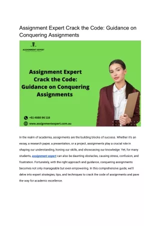 Crack the Code: Expert Guidance on Conquering Assignments